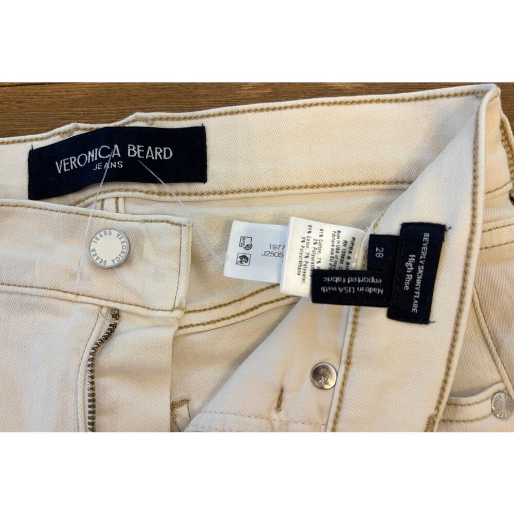 NWT Veronica Beard Beverly High Rise Skinny Flare Jeans Ecru 28 Made USA - Picture 5 of 9